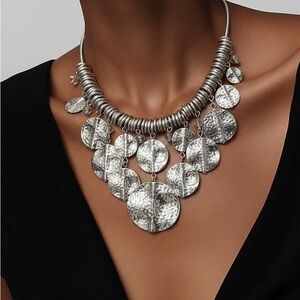 Beautiful Silver Hammered Necklace
